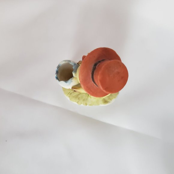 Ceramic Hand Painted Figurine Duck Orange Top Hat Egg 2" x 2" Korea Sticker - Picture 4 of 7